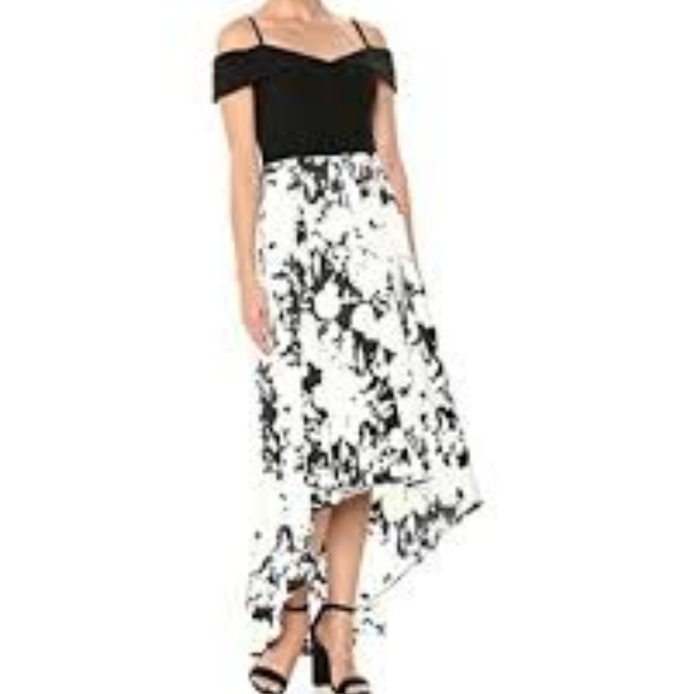 {Marina} high-low black and white dress
